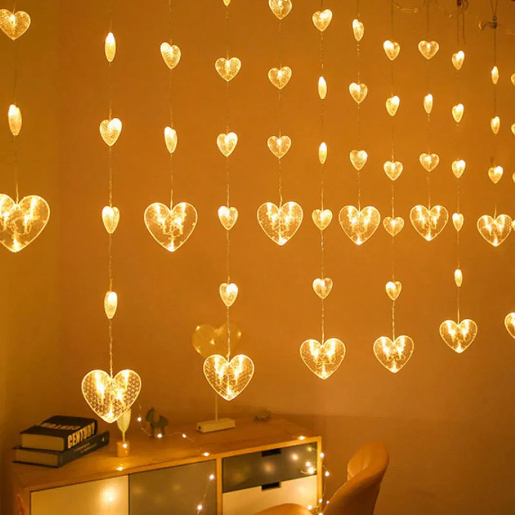 Tiktok Valentine′s Day Gift Ideas Suction Cup Glass Curtain Decoration String Lights