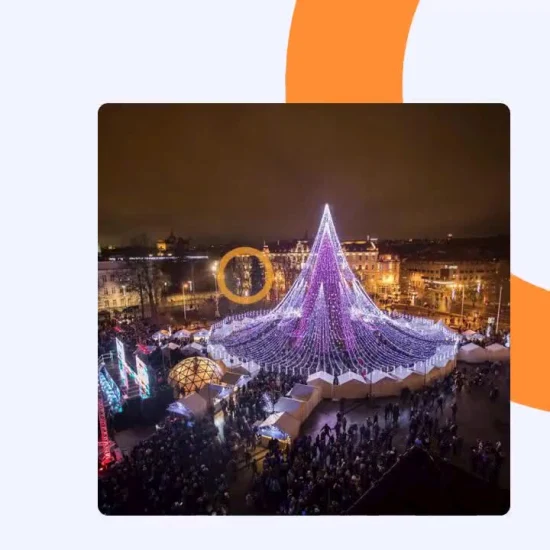 Arbre de Noël géant artificiel de 10 m et lumières LED pour décoration carrée