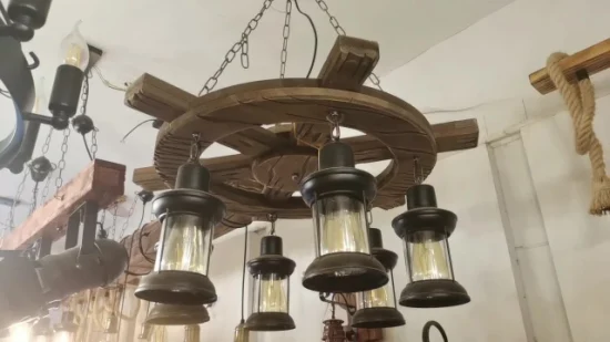 Éclairage suspendu moderne, lampe suspendue Vintage en bois pour la décoration de la maison