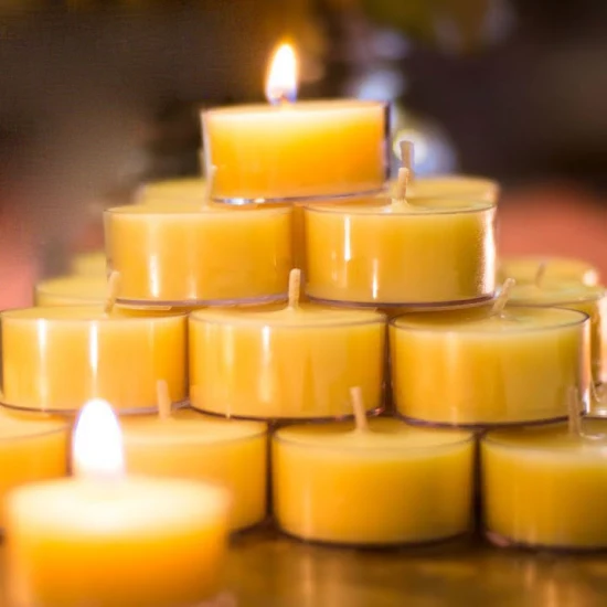 Commerce de gros bon marché décoratifs pour la maison non toxiques respectueux de l'environnement Protection saine personnalisé petit rustique béni organique naturel pur cire d'abeille bougies chauffe-plat