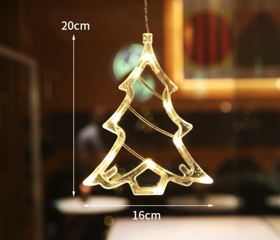 Lumière de fenêtre de noël LED avec ventouse, lumière décorative d'ambiance de noël en neige